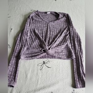 SHEIN Girls Crop Long Sleeve Top Size 10Y (10). Color: Plum